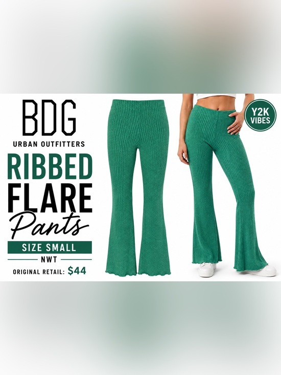 BDG Pants - BDG Urban Outfitters Ribbed Flare Pants Green Size Small NWT Y2K